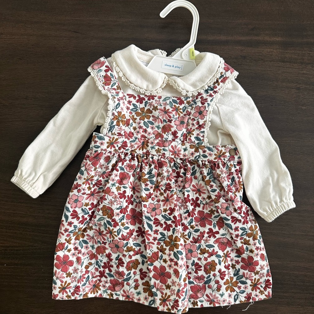 Tommy Bahama Pink Floral Pinafore Dress with Cream Top